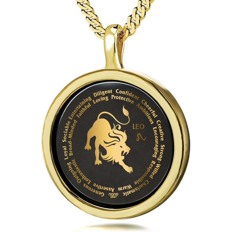 Leo Necklaces for Lovers of the Zodiac 24k Gold Inscribed