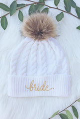 Bride and Bridesmaid Fluffy Pom Pom Beanies | Bachelorette Party Beanies