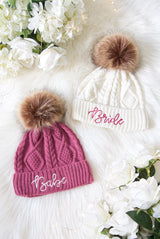Babe and Bride Knitted Pom Pom Beanies